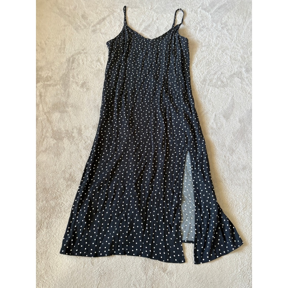 NWT Abercrombie & Fitch Polka Dot Midi Dress Slit Casual Summer Large